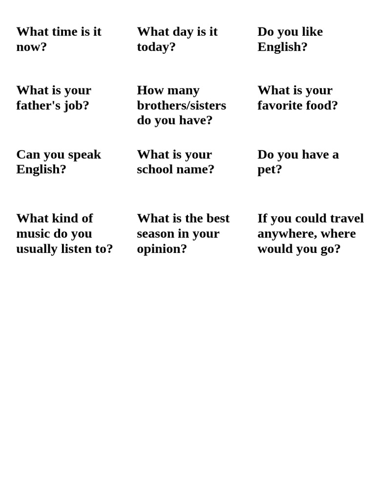 Common English Conversation Questions | PDF