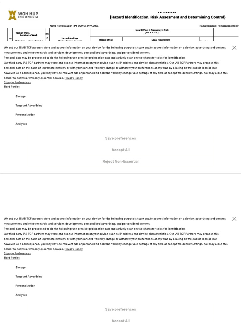 Analisis Risiko Pemasangan Roofi | PDF