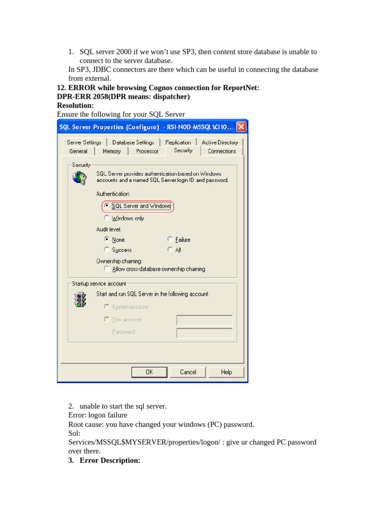 SQL Server Settings For Content Store DB | PDF