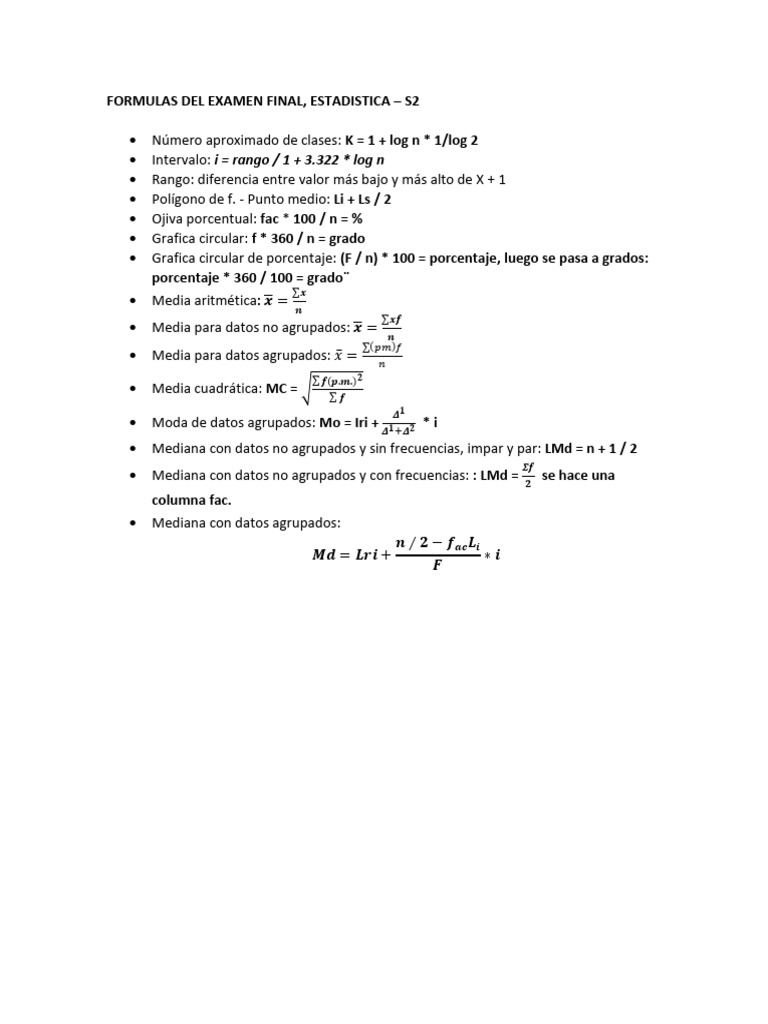 Formulas Del Final | PDF