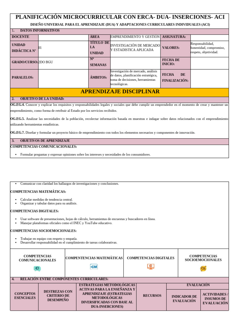 Microcurrículo de Emprendimiento DUA-BGU | PDF | Datos | Iniciativa ...