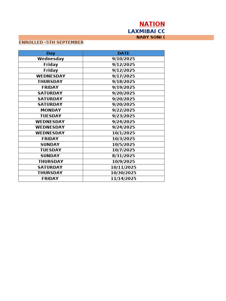 Nss Excel Sheet 1st Year (Naby Soni) | PDF