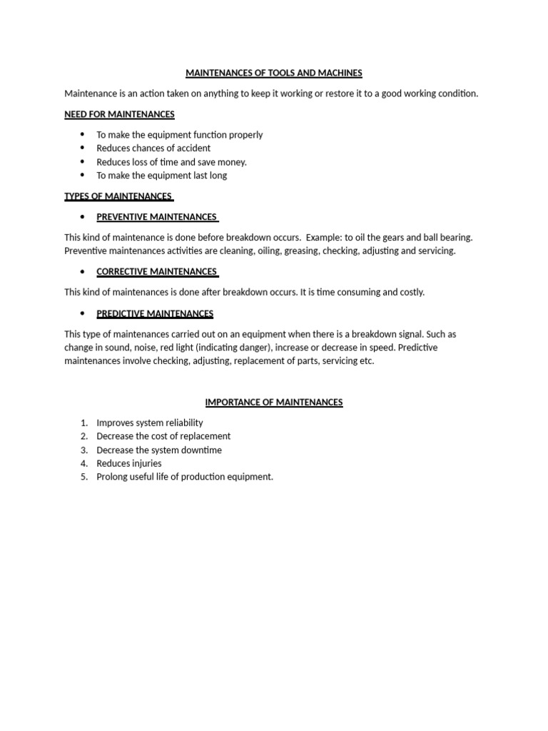 Essential Guide to Tool and Machine Maintenance | PDF
