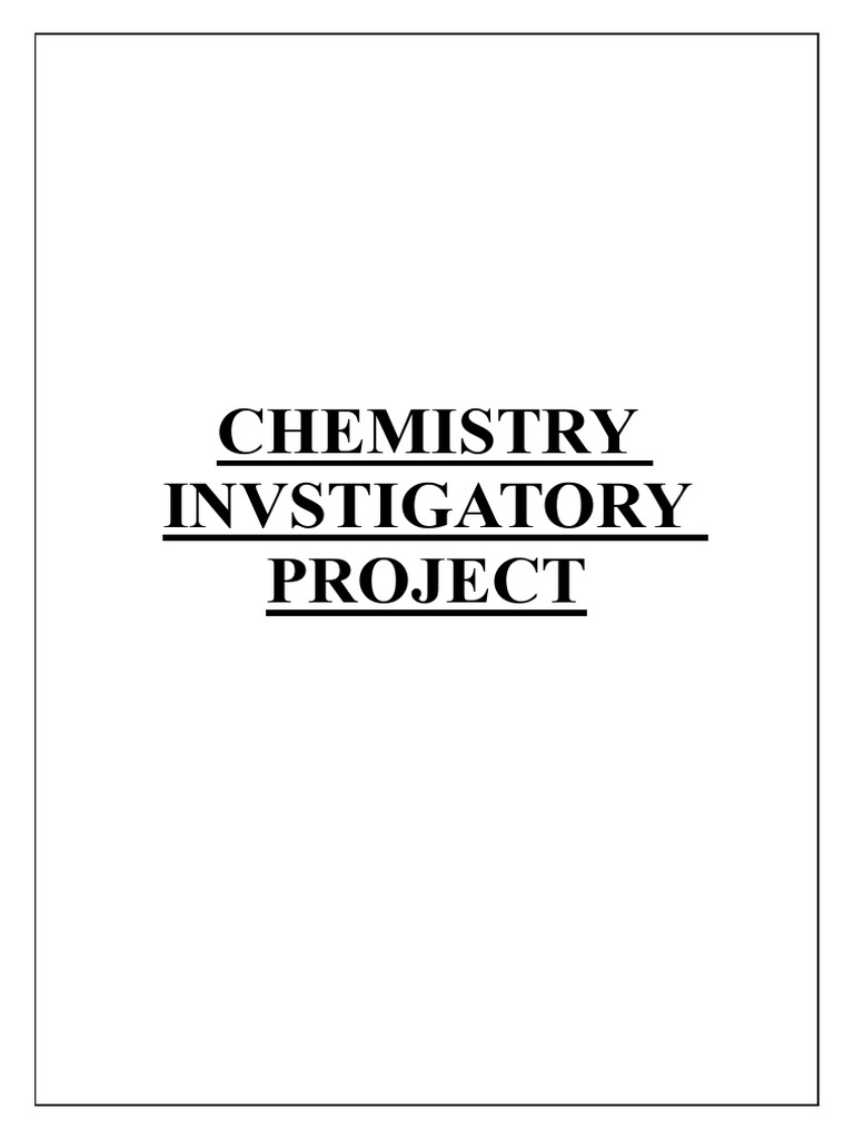 Chemistry Invstigatory Project Final (Ma) | PDF | Water | Materials