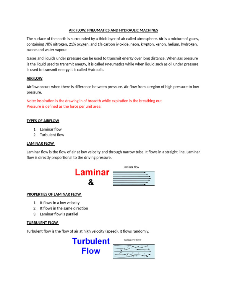 Airflow, Pneumatics, and Hydraulics Explained | PDF | Atmosphere Of ...