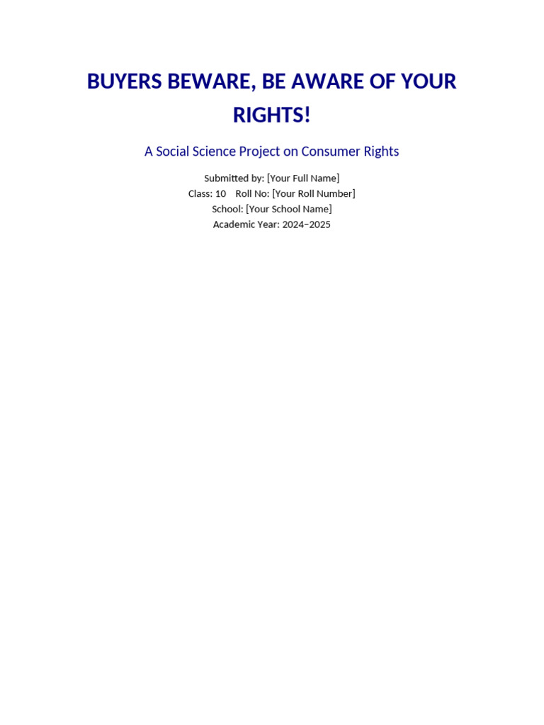 Full Consumer Rights Project Colour | PDF | Consumer Protection