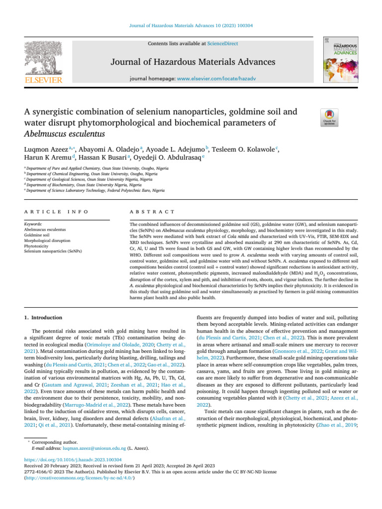 A Synergistic Combination of Selenium Nanoparticles | PDF | Soil | Gold ...