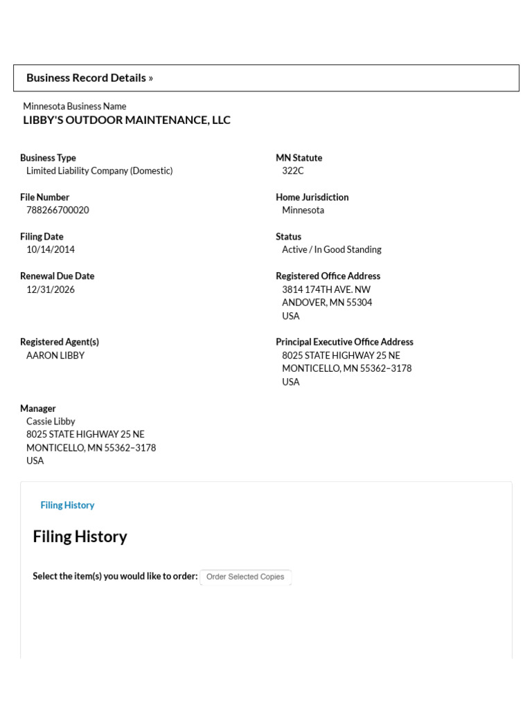 Business Filing Details | PDF | Limited Liability Company | Private Law