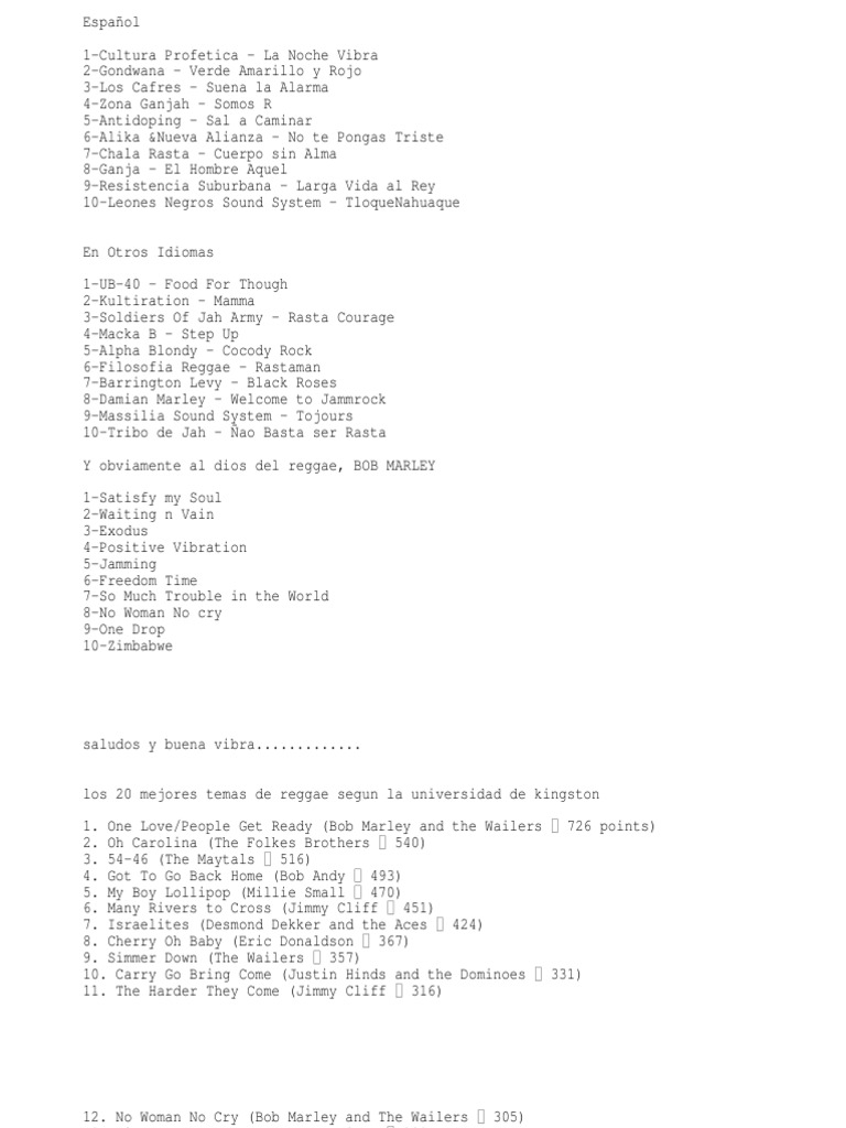 Mejores Rolas De Reggae scribd