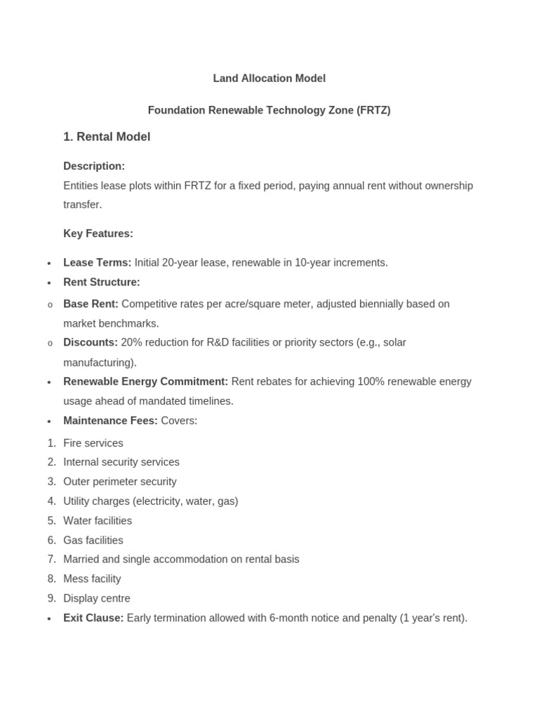 Land Allocation Models for FRTZ | PDF | Renting | Joint Venture