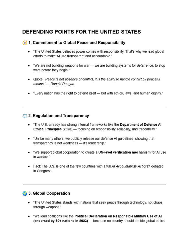 Defending Points For The United States | PDF | International Relations