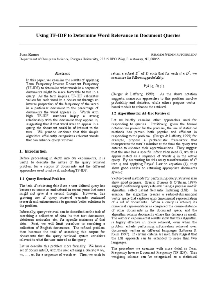 TF Idf Algorithm | PDF | Information Retrieval | Cybernetics
