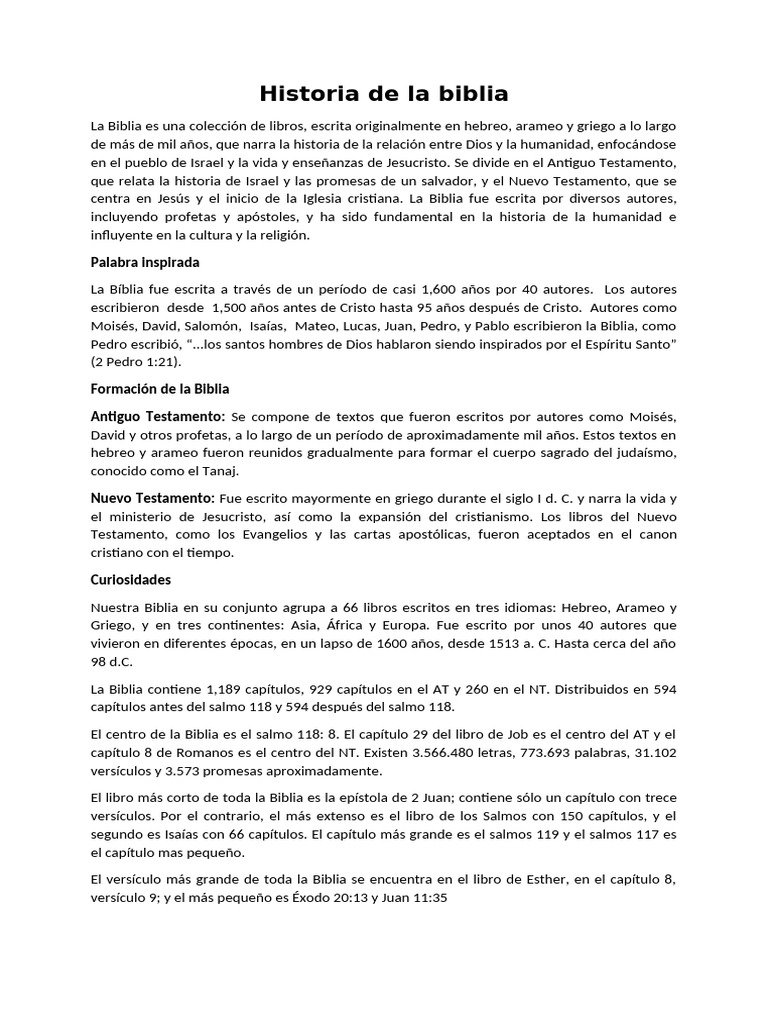 Historia y formación de la Biblia | PDF | Biblia | Viejo Testamento