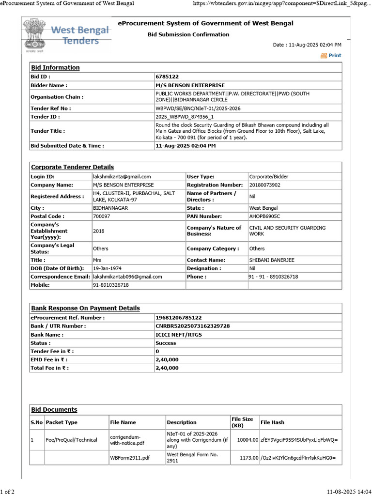 Bid Submission Confirmation | PDF