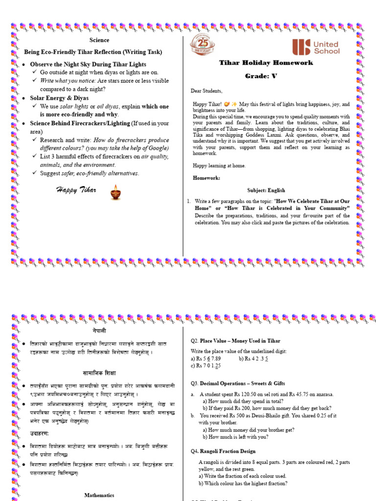 Gade v Tihar Homework | PDF | Observances Set | Hindu Worship