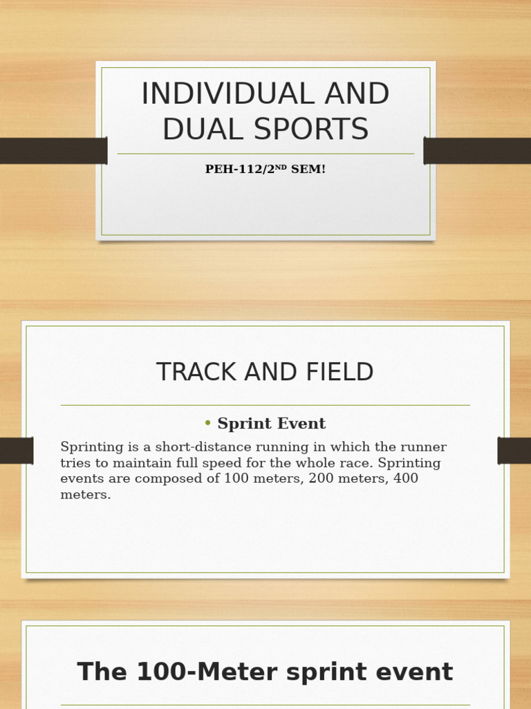 Individual and Dual Sports | PDF | Track And Field | Running