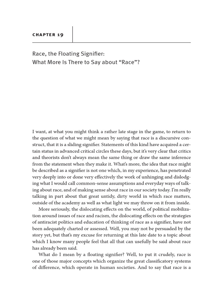 Hall - Race The Floating Signifier | PDF | Race (Human Categorization ...