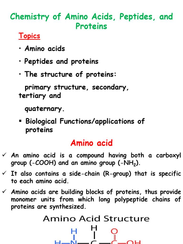 Amino Acids and Protein Chemistry | PDF | Amino Acid | Proteins