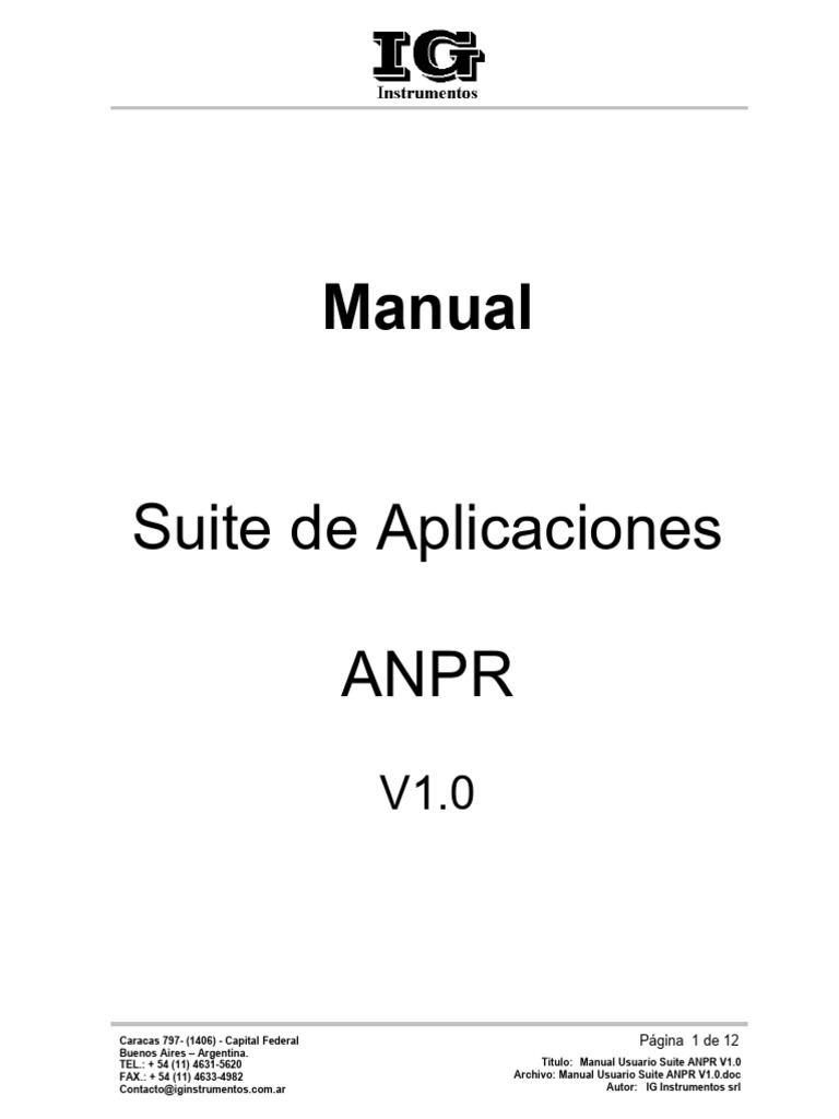 Manual Usuario Suite ANPR V1.0 | PDF | Protocolo de transferencia de ...