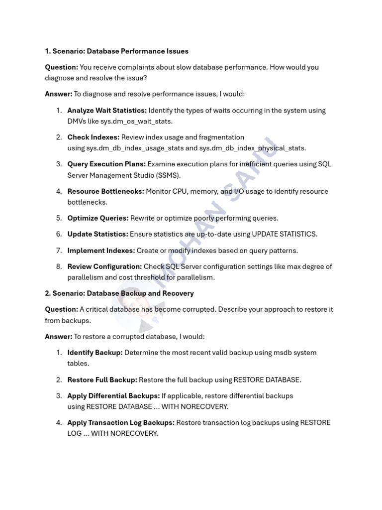 SQL Server Performance and Recovery Strategies | PDF | Databases ...
