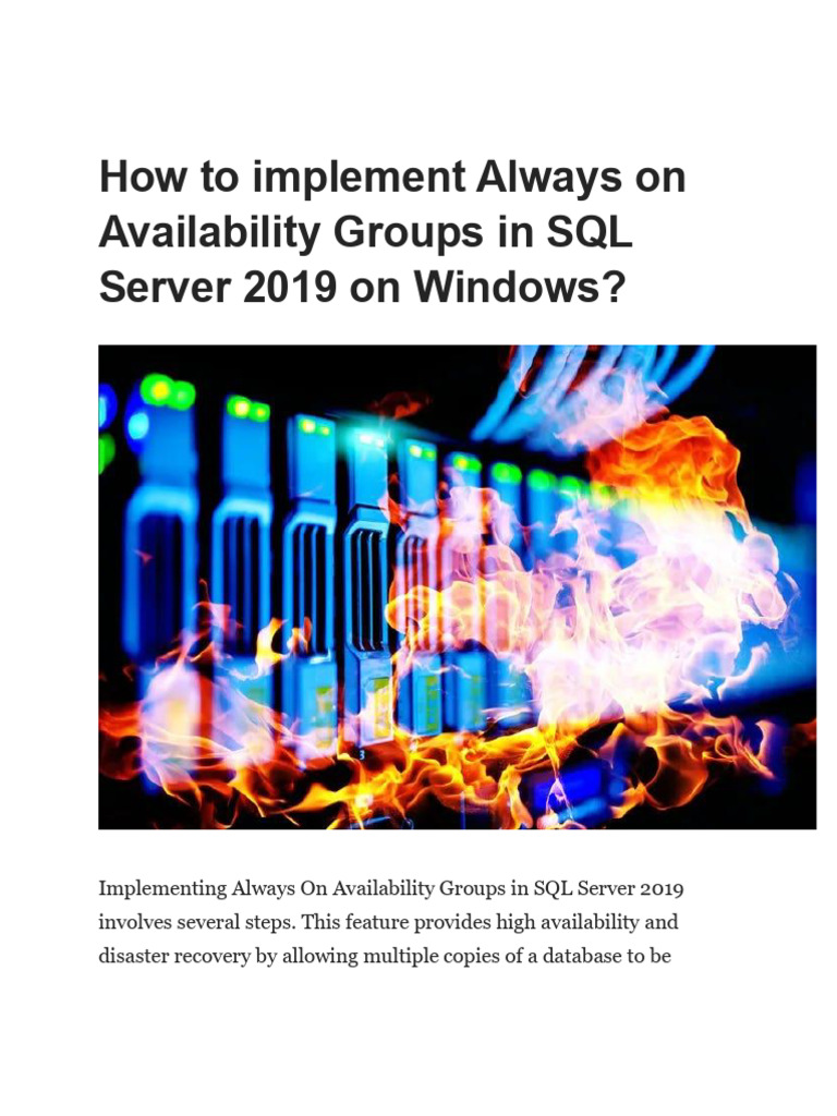 AlwaysON Configuring | PDF | Computer Cluster | Microsoft Sql Server