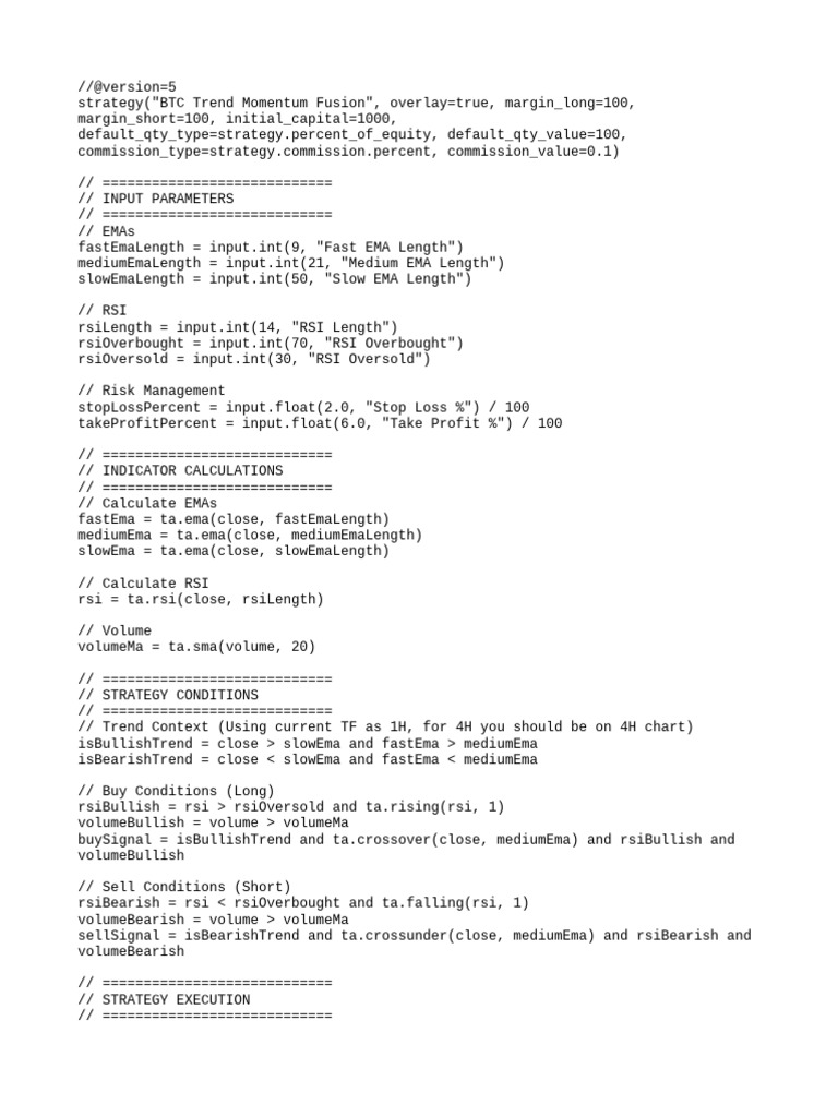 BTC Trend Momentum Strategy Script | PDF | Financial Markets | Private ...