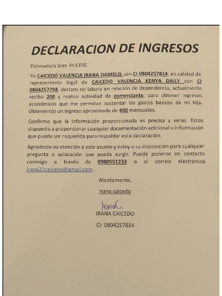 Declaración | PDF