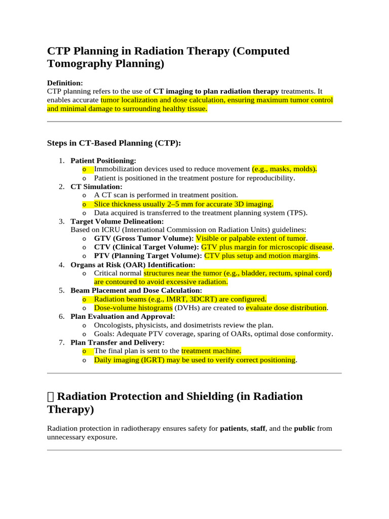 CT Planning in Radiation Therapy Guide | PDF | Radiation Therapy ...