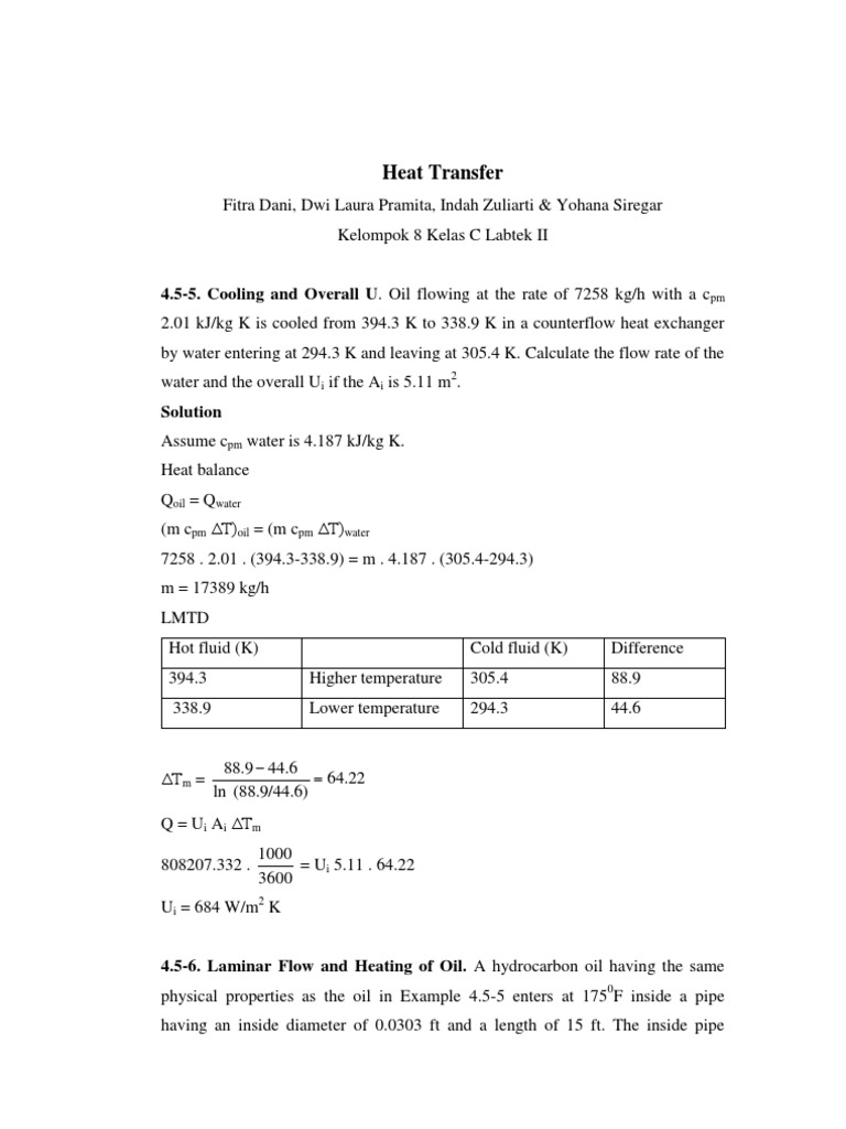 Heat Transfer Calculations and Solutions | PDF | Heat Transfer ...