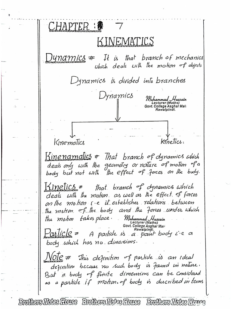 Kinematics Ch#7 by Muhammad Hussain | PDF