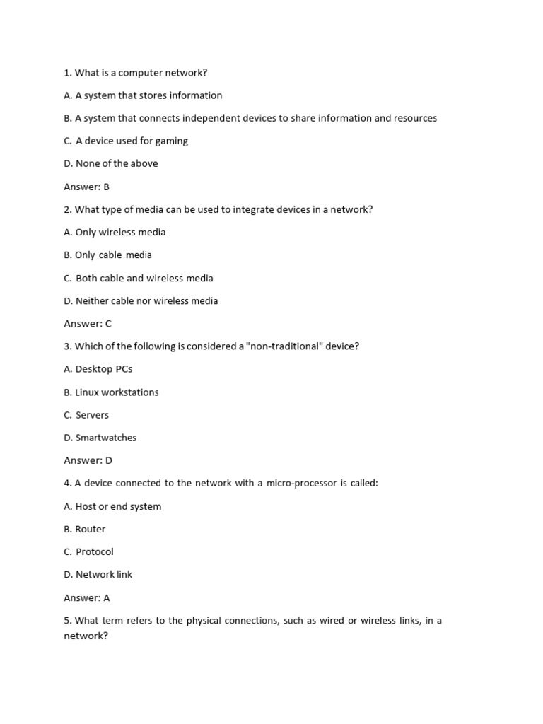 Networks Questions | PDF | Computer Network | Network Switch