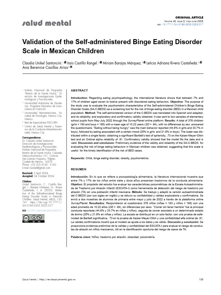 Binge Eating Disorder Scale for Kids | PDF | Binge Eating Disorder ...