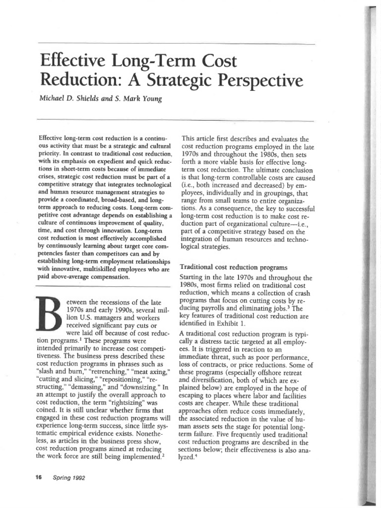 Effective Long Term Cost Reduction Word | PDF