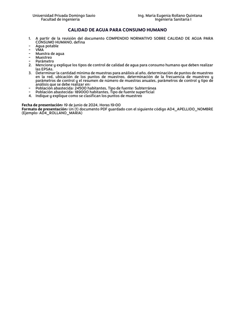 Calidad de Agua para Consumo Humano | PDF