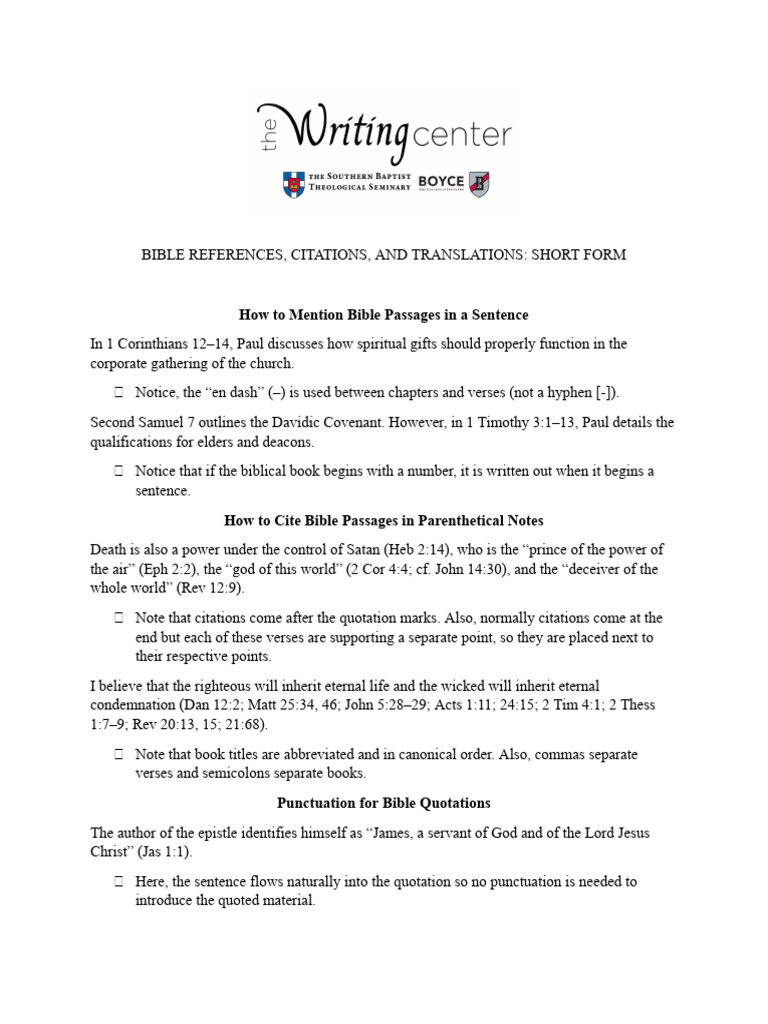 Bible Citation and Translation Guide | PDF | Bible | Paul The Apostle