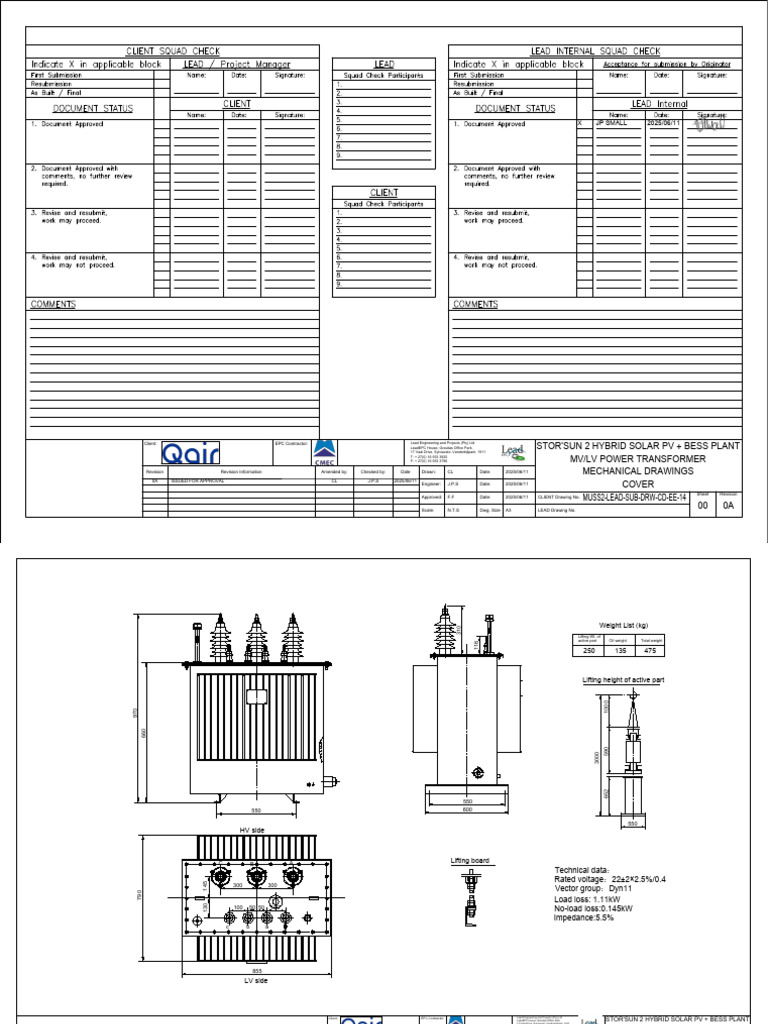 SS2 MV LV Power Transformer Mechanical Drawings RevA | PDF ...