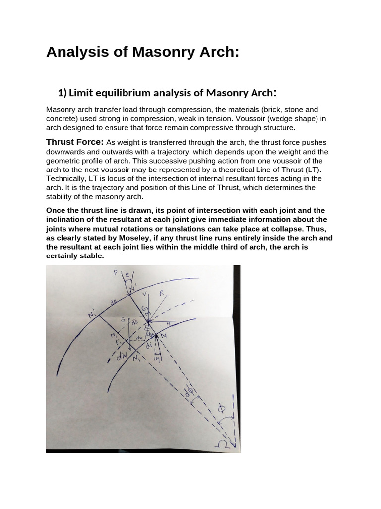 Masonry Arch Load Analysis Techniques | PDF | Stress (Mechanics) | Force
