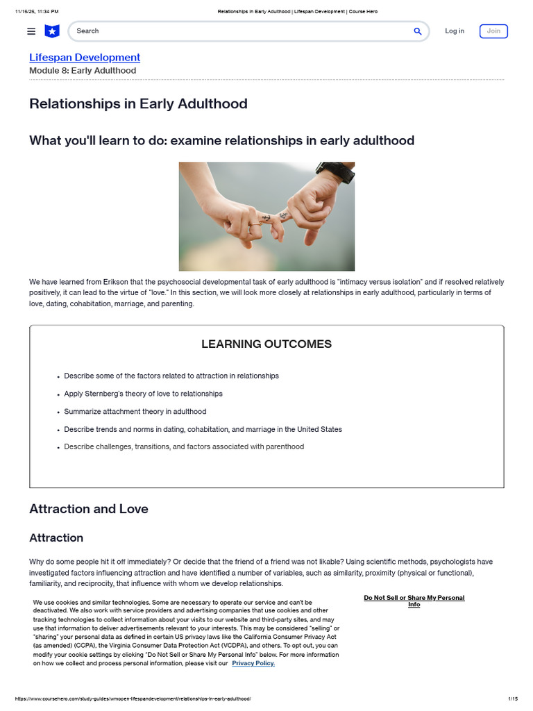 Relationships in Early Adulthood Insights | PDF | Attachment Theory | Love