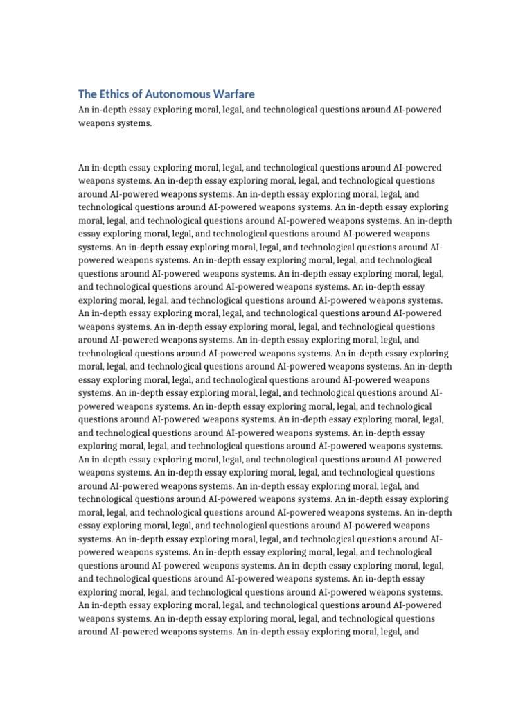 The Ethics of Autonomous Warfare | PDF | Artificial Intelligence ...
