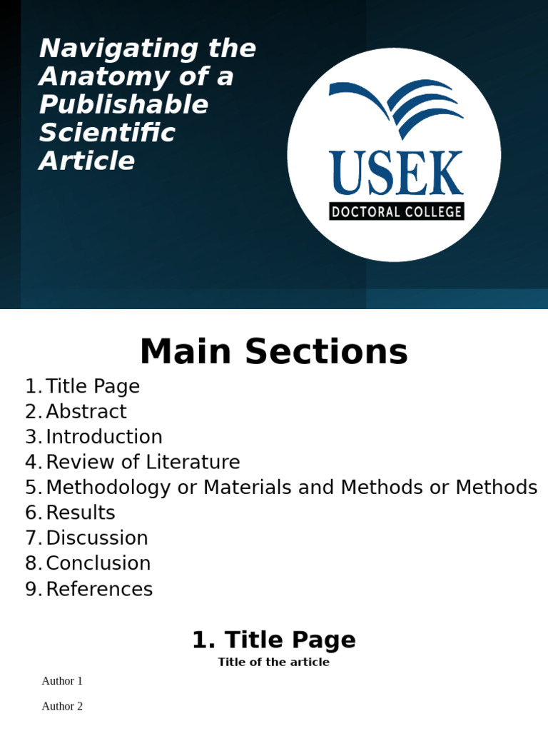 Navigating The Anatomy of A Publishable Scientific Article | PDF