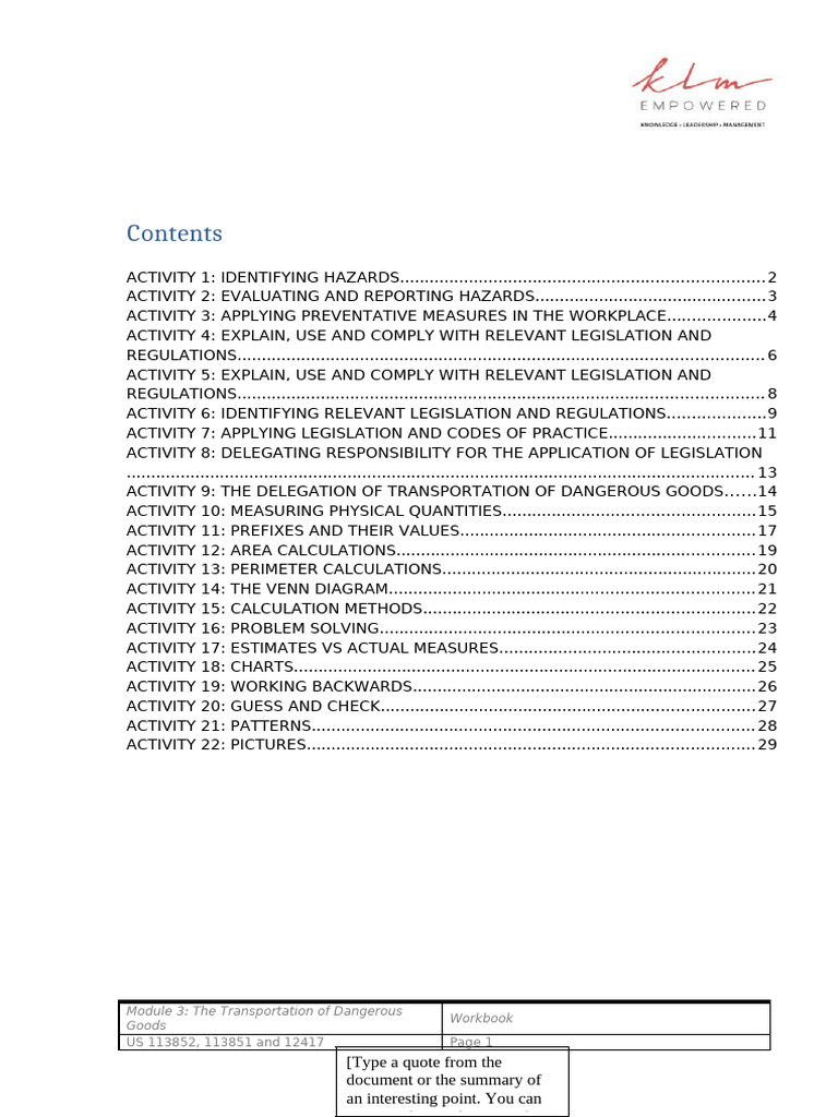 Hazard Management in the Workplace | PDF | Occupational Safety And ...