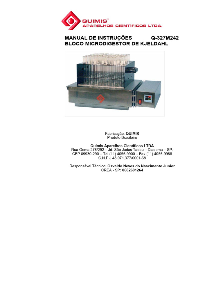 Manual do Bloco Microdigestor Q-327M242 | PDF | Vestir-se | Temperatura