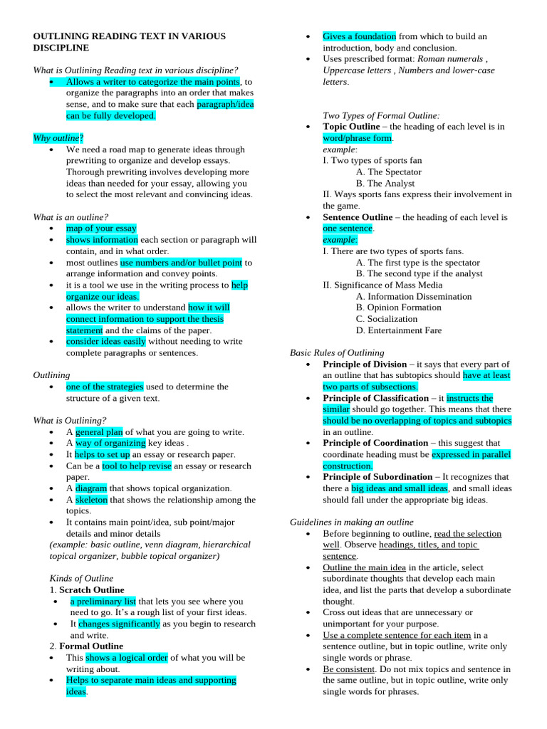 Effective Outlining Techniques for Essays | PDF | Essays | Thesis