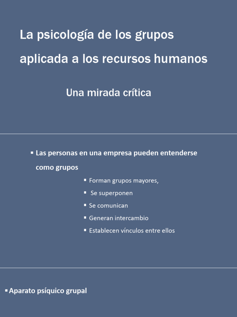 Psicología de Grupos en Recursos Humanos | PDF | Sicología | Mente ...