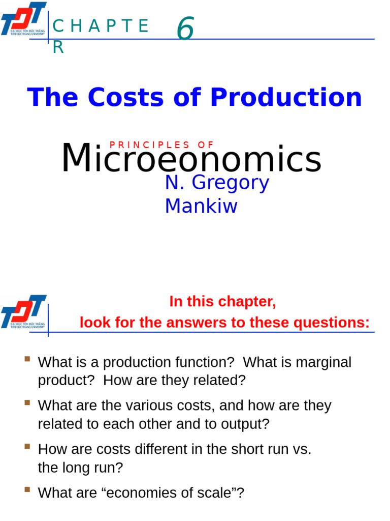 Ch06- The Costs of Production | PDF | Marginal Cost | Profit (Economics)