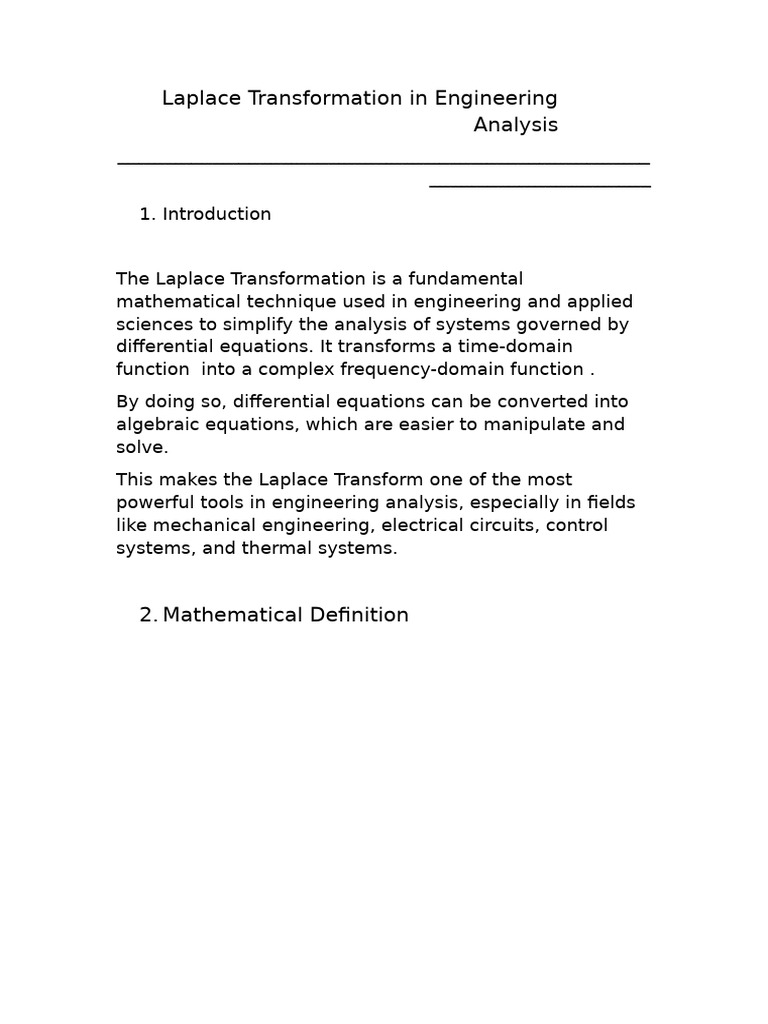 Laplace Transform in Engineering Analysis | PDF | Laplace Transform ...