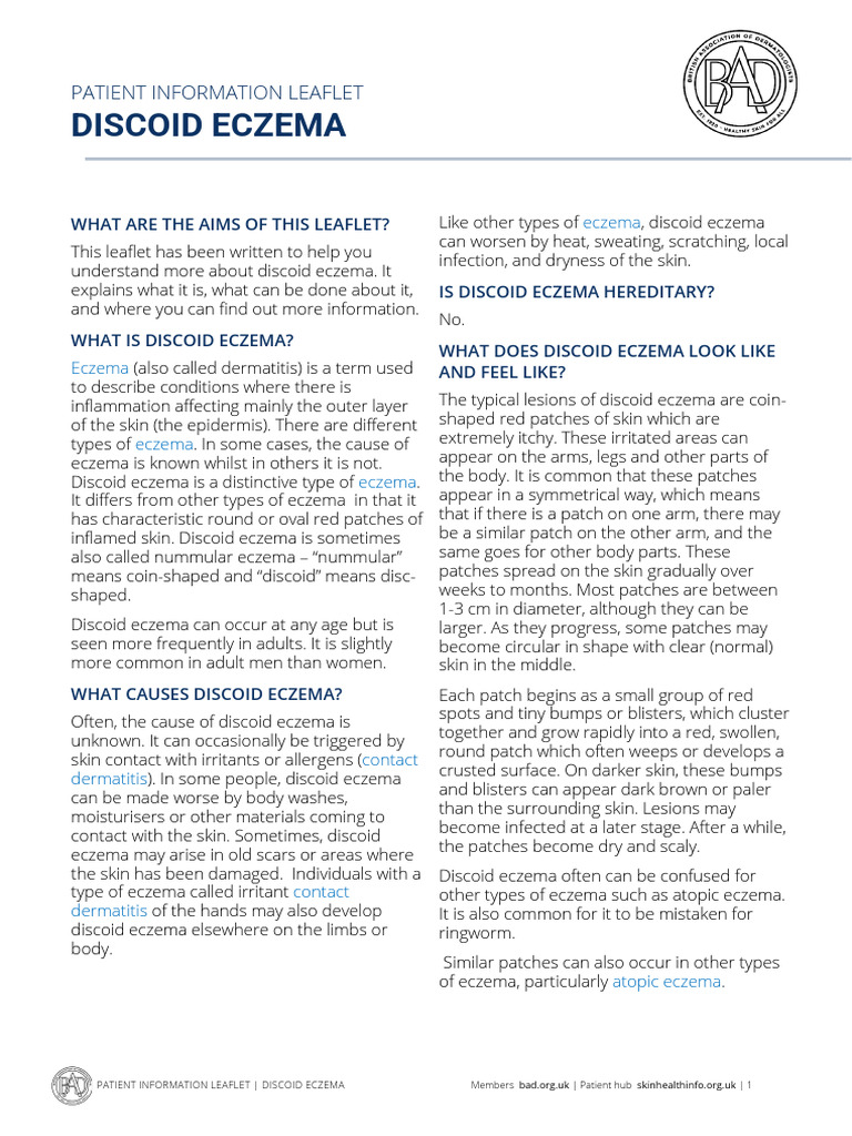 Understanding Discoid Eczema: A Guide | PDF | Dermatitis | Topical ...