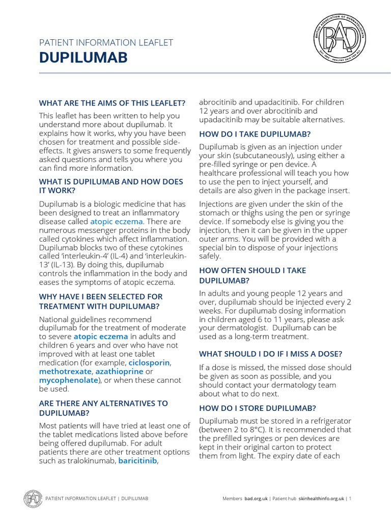 Dupilumab PIL Dec 2022 | PDF | Topical Medication | Dermatitis