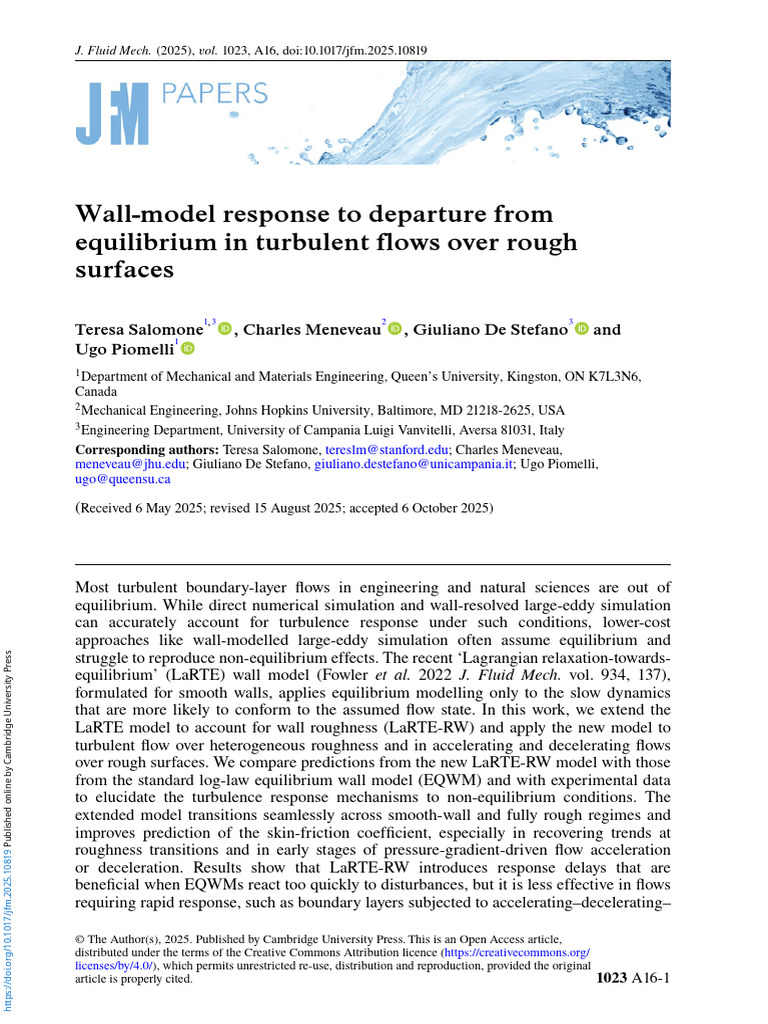 wallmodel_response_to_departure | PDF | Boundary Layer | Turbulence