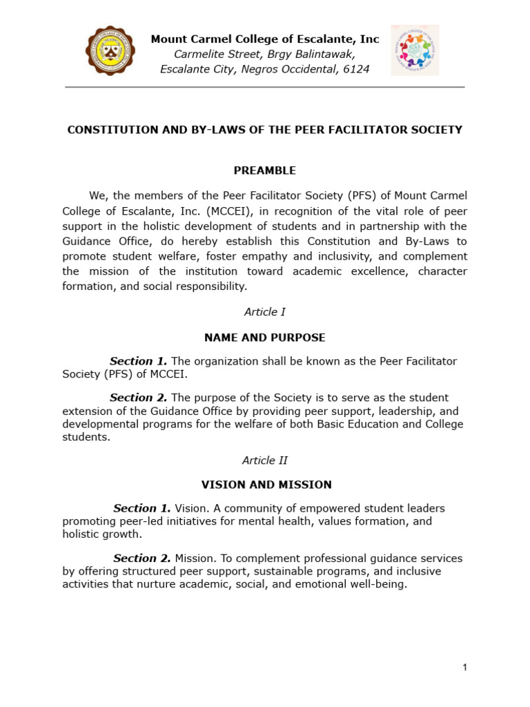 PFS Consti and by Laws Rationale of The Logo and General Plan of Action ...